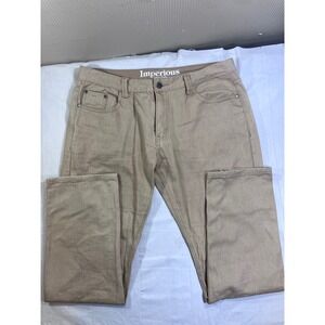 Imperious Mens Khaki Tan‎ Straight Leg Cotton Twill Jeans Pants 38x34